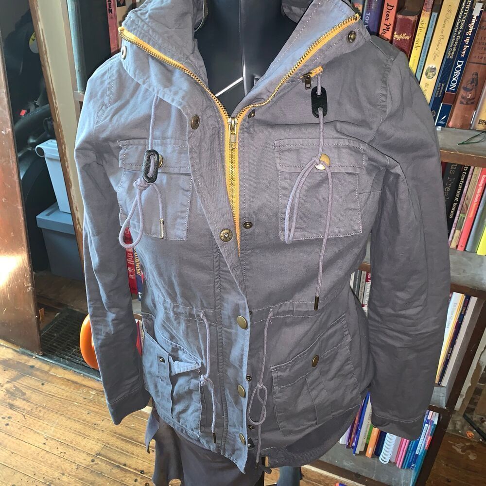 41Hawthorn Stitchfix gray and yellow detail medium weight hooded utility S jacke